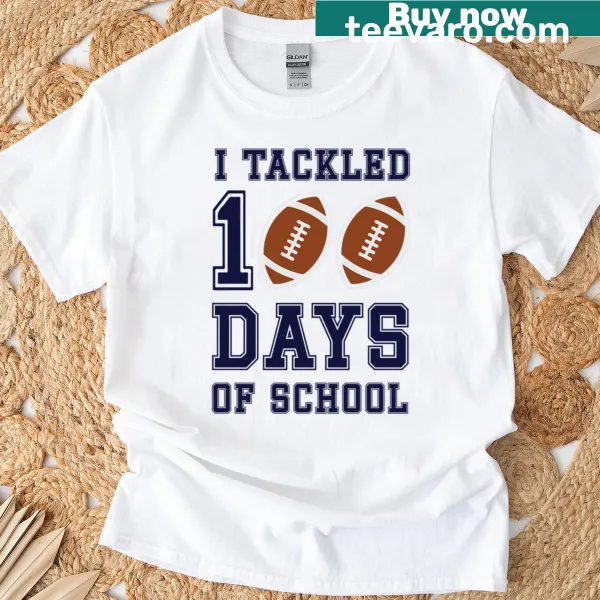 Cheerful typography t-shirt celebrating 100 days of school.