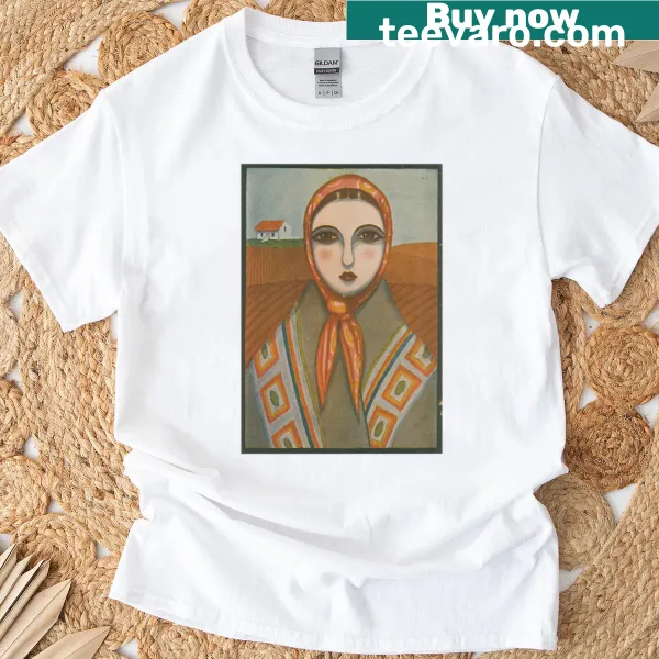 Vintage-style t-shirt featuring a 1920s portrait of a Portuguese woman.