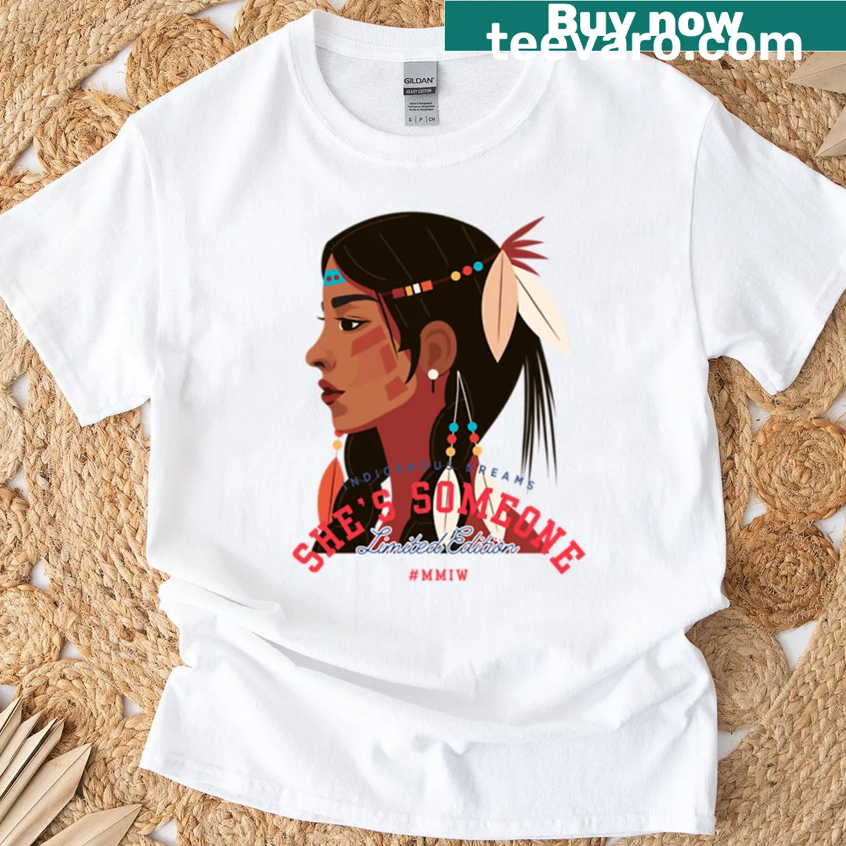 Limited edition T-shirt honoring Indigenous culture and empowerment — on a men's t-shirt