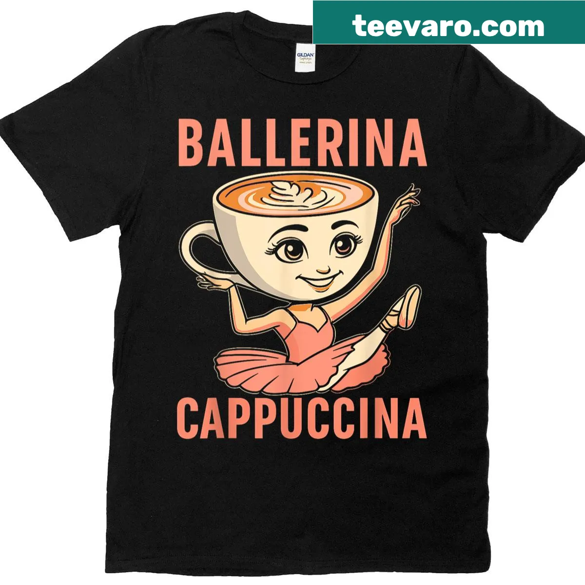 Funny T-shirt with coffee-themed text and graphics — on a men's t-shirt