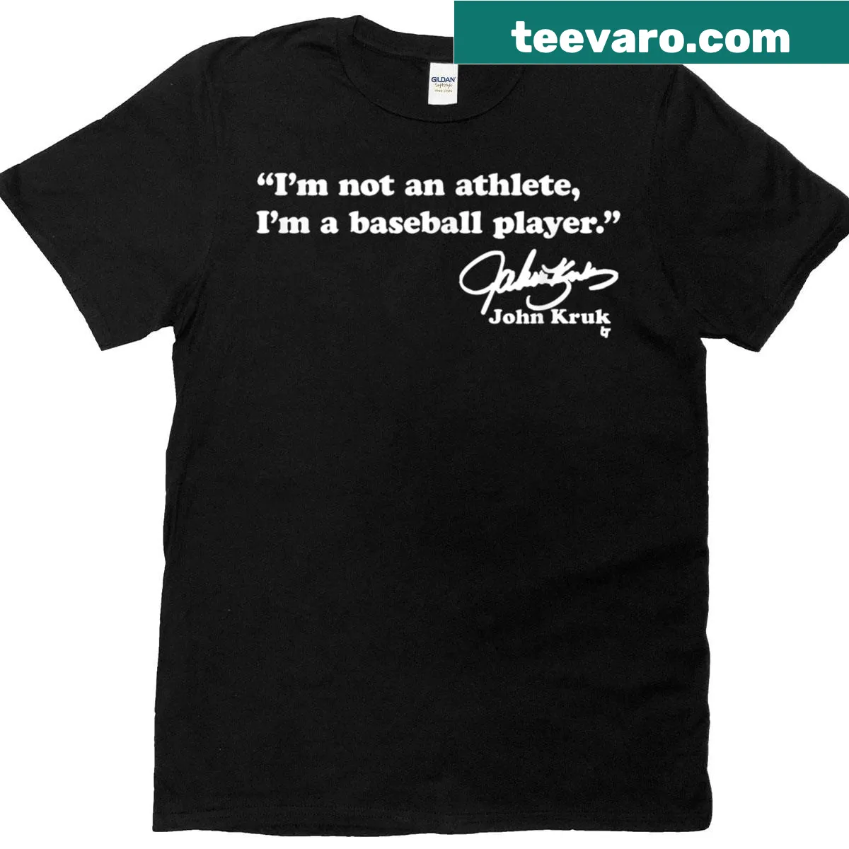 Baseball T-shirt featuring John Kruk and a playful design — on a men's t-shirt