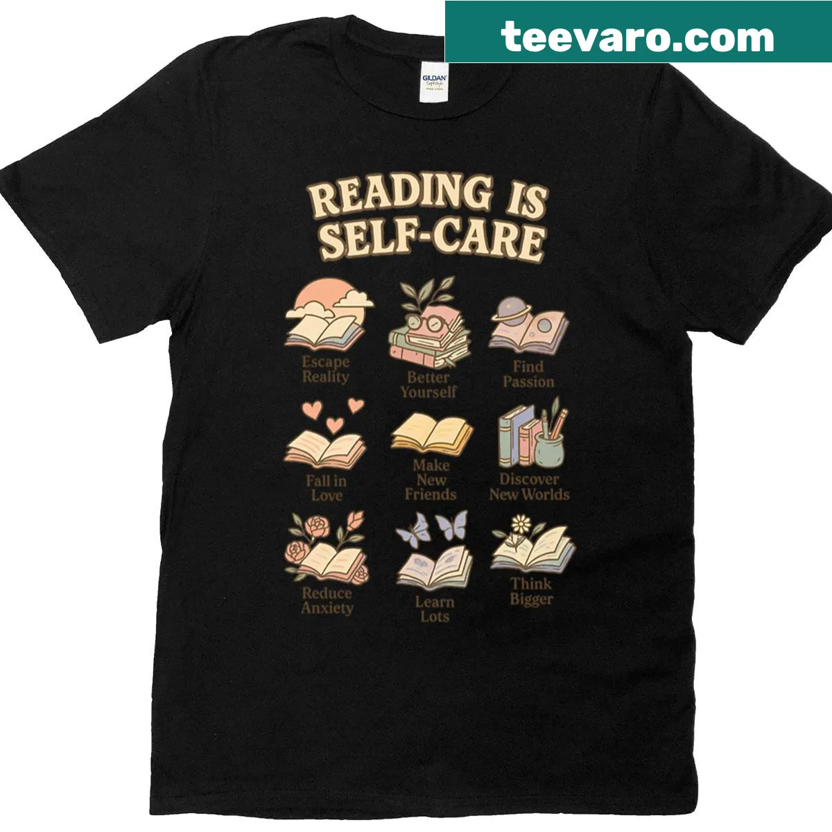 Literary themed t-shirt with the phrase Just One More Chapter — on a men's t-shirt