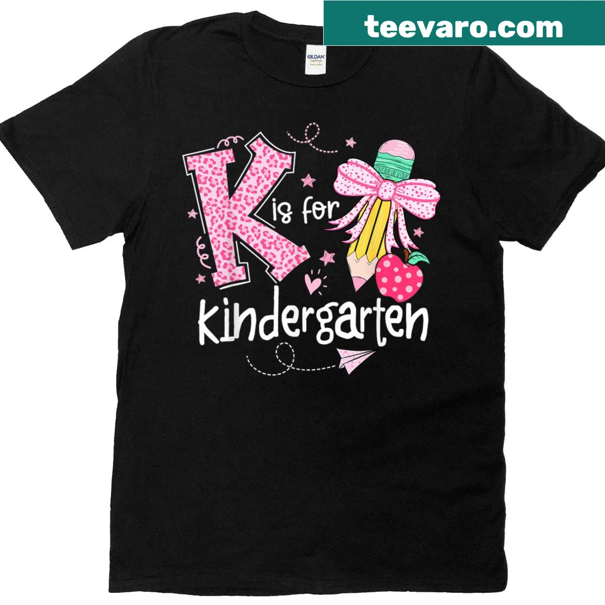 Kindergarten Teacher T-shirt with a cute bow design — on a men's t-shirt