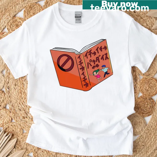 Whimsical t-shirt featuring a book illustration for book lovers.