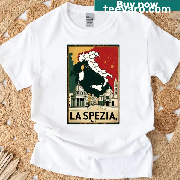 Vintage-style La Spezia Italy travel graphic
