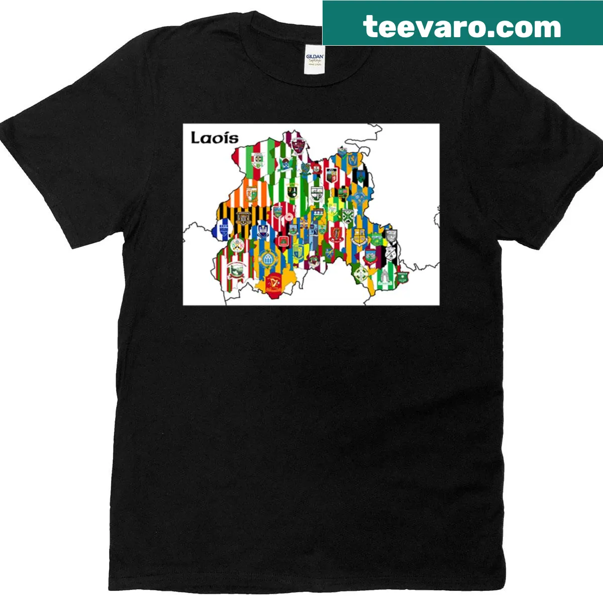 Minimalist silhouette map of the Laois GAA Club on a T-shirt — on a men's t-shirt