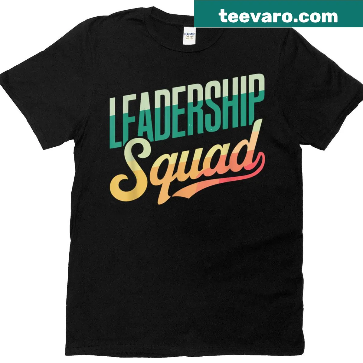 Typography Leadership Squad T-shirt with motivational text — on a men's t-shirt