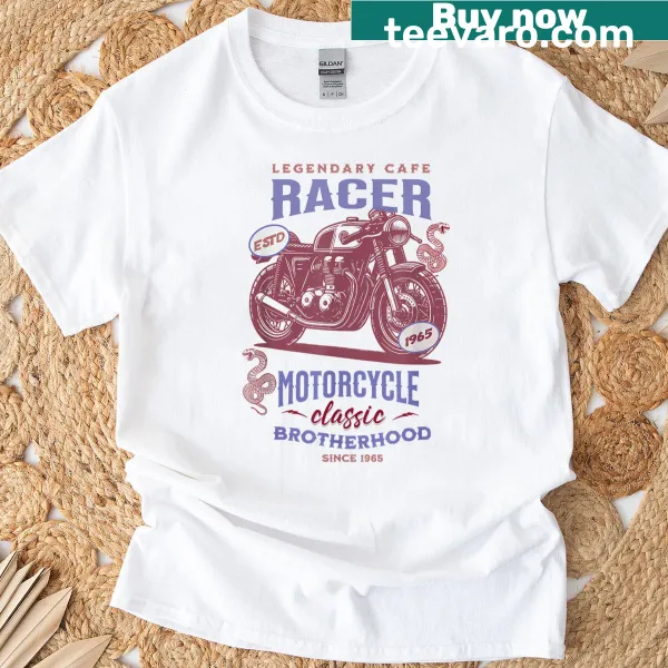 Bold graphic of a legendary cafe racer motorcycle