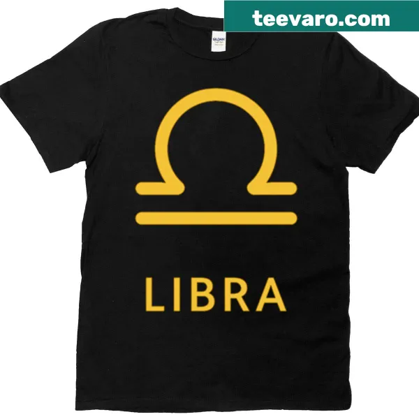 Elegant Libra Zodiac symbol t-shirt with artistic design