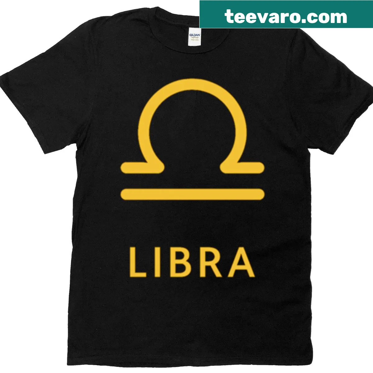 Elegant Libra Zodiac symbol t-shirt with artistic design — on a men's t-shirt