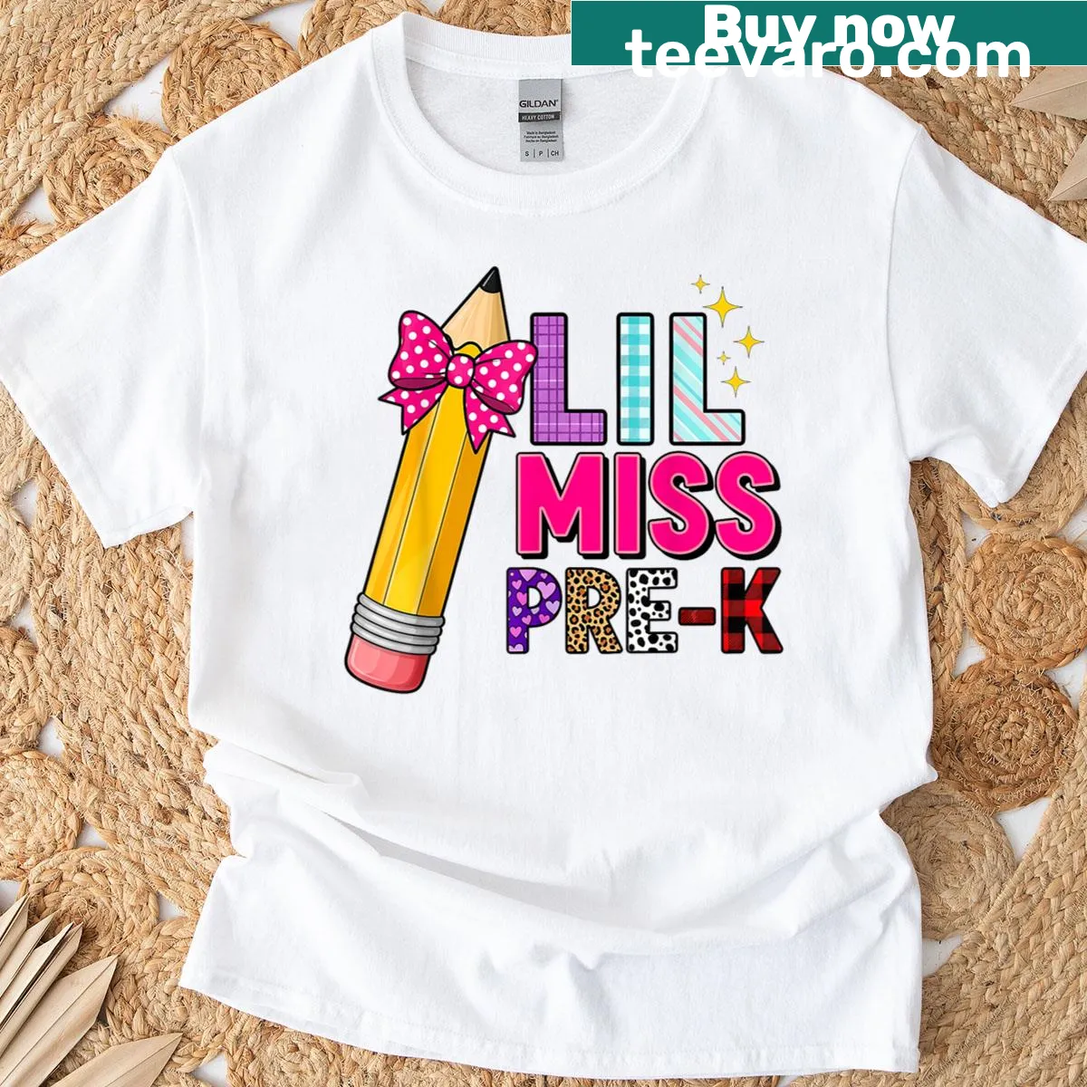 Cute pre-k themed t-shirt for children with playful graphics — on a men's t-shirt