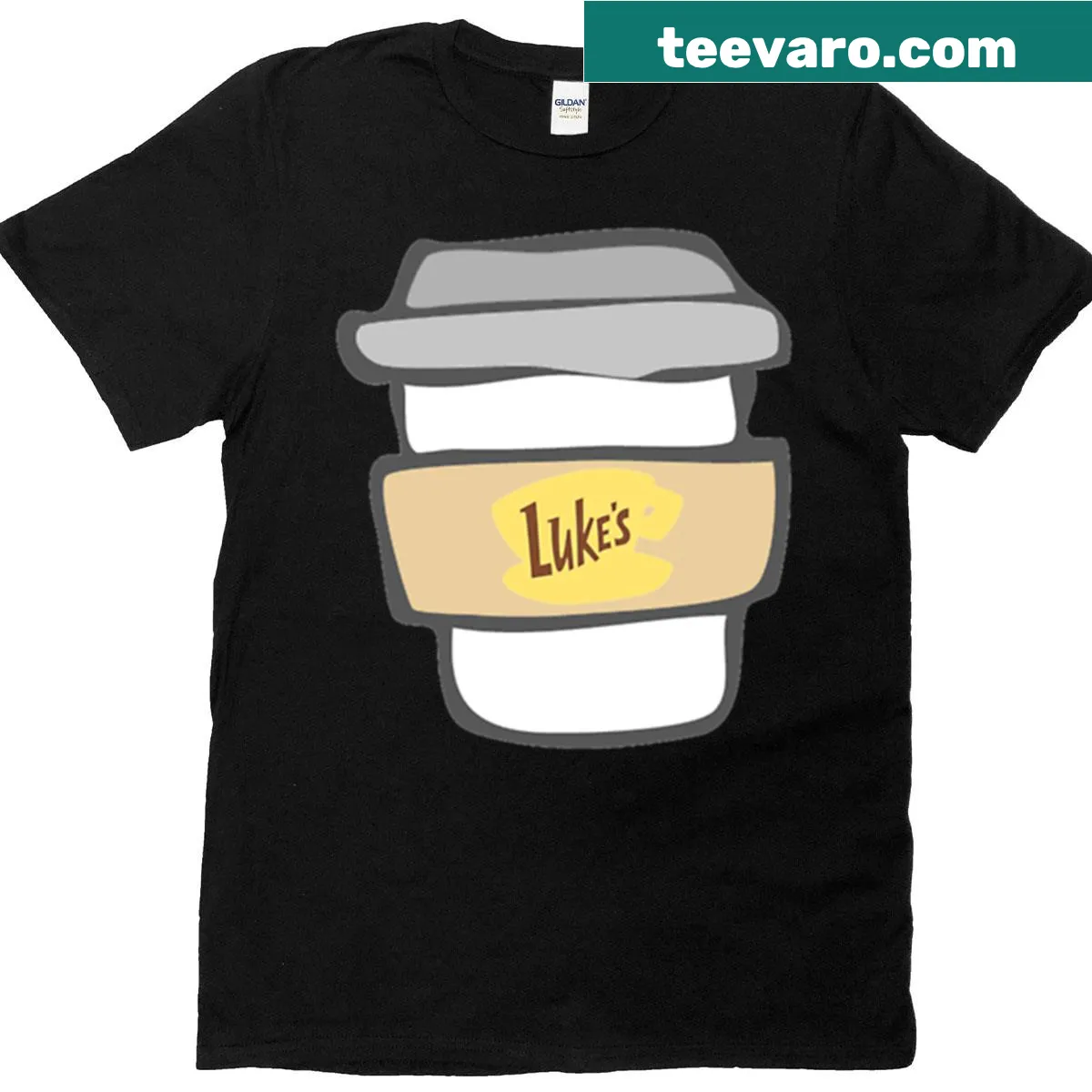 Lukes Coffee To Go graphic t-shirt with playful text — on a men's t-shirt