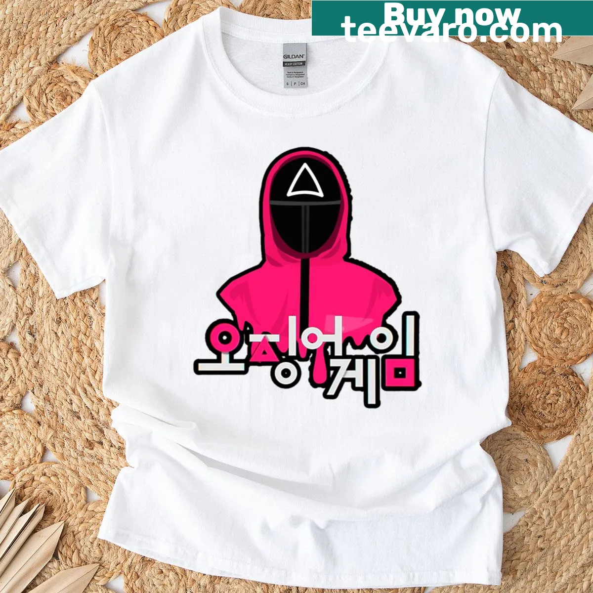 Funny t-shirt featuring a melted triangle design, perfect for casual wear. — on a men's t-shirt
