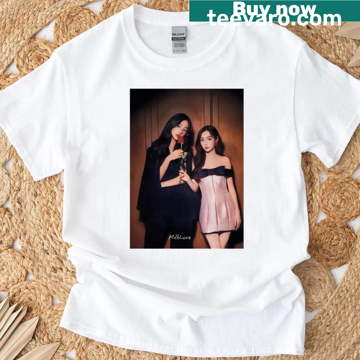 Charming fanart graphic t-shirt inspired by Milk X Love — on a men's t-shirt