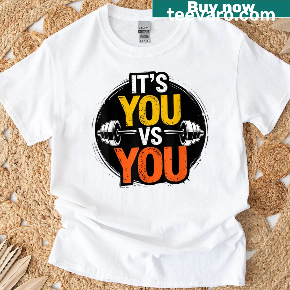 Inspirational fitness T-shirt for powerlifters with bold typography — on a men's t-shirt