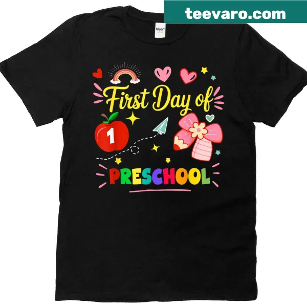 Colorful rainbow T-shirt for kids' first day of preschool