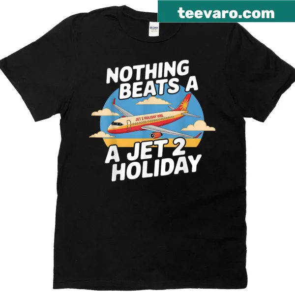 Cartoon jet airplane with fun holiday text