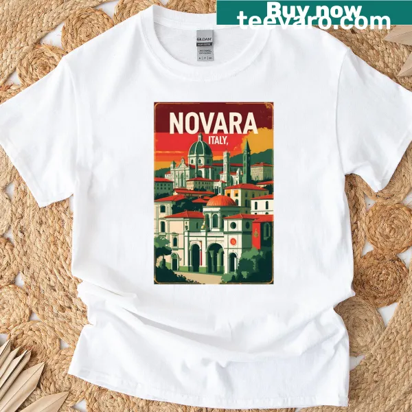 Vintage travel t-shirt featuring Novara, Italy design