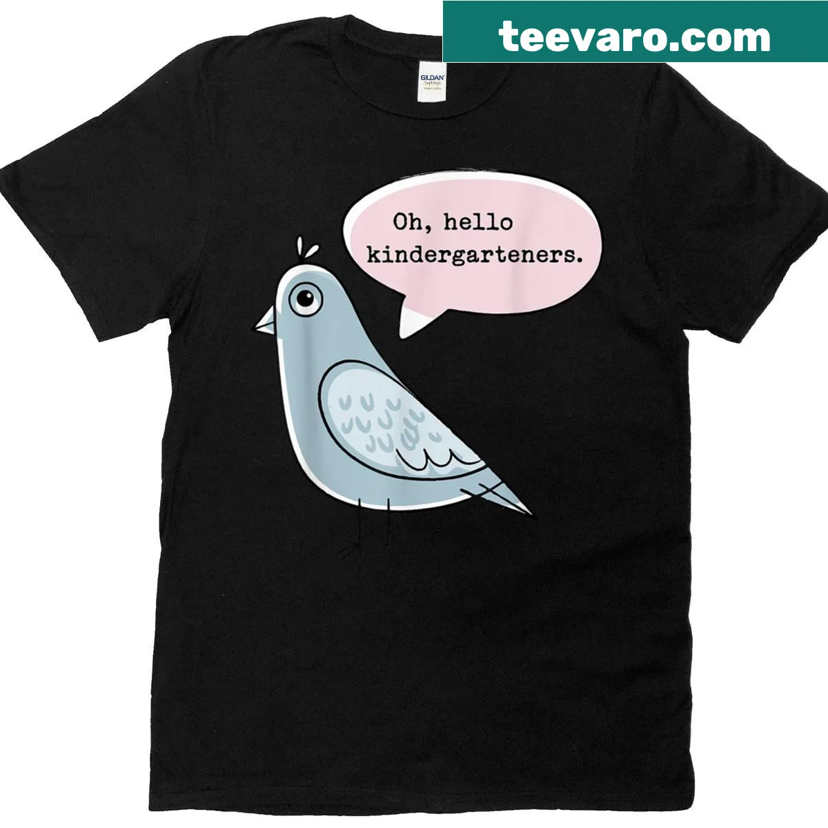 Cute pigeon graphic and text for teachers on t-shirt — on a men's t-shirt