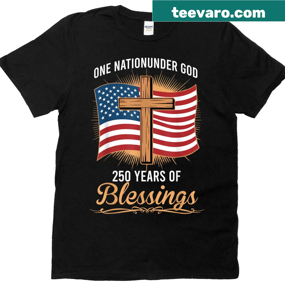 Patriotic design commemorating 250 years on t-shirt — on a men's t-shirt