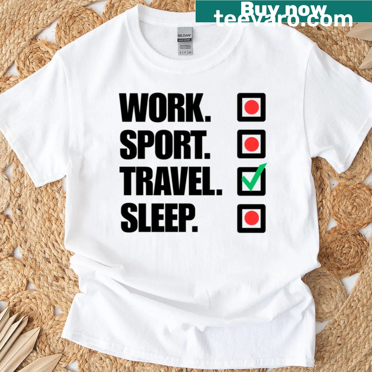 Travel-themed T-shirt with phrase Only Travel Everything Else Nah. — on a men's t-shirt