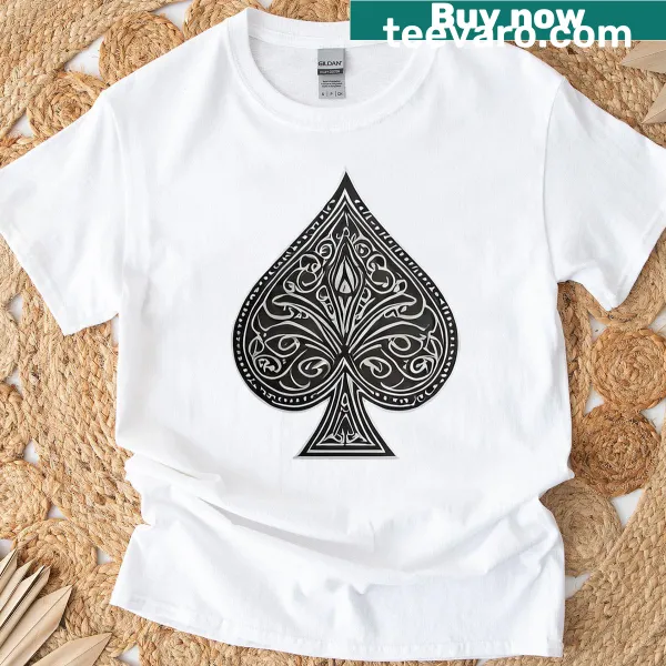 T-shirt featuring ornamented spades and fluid lines design