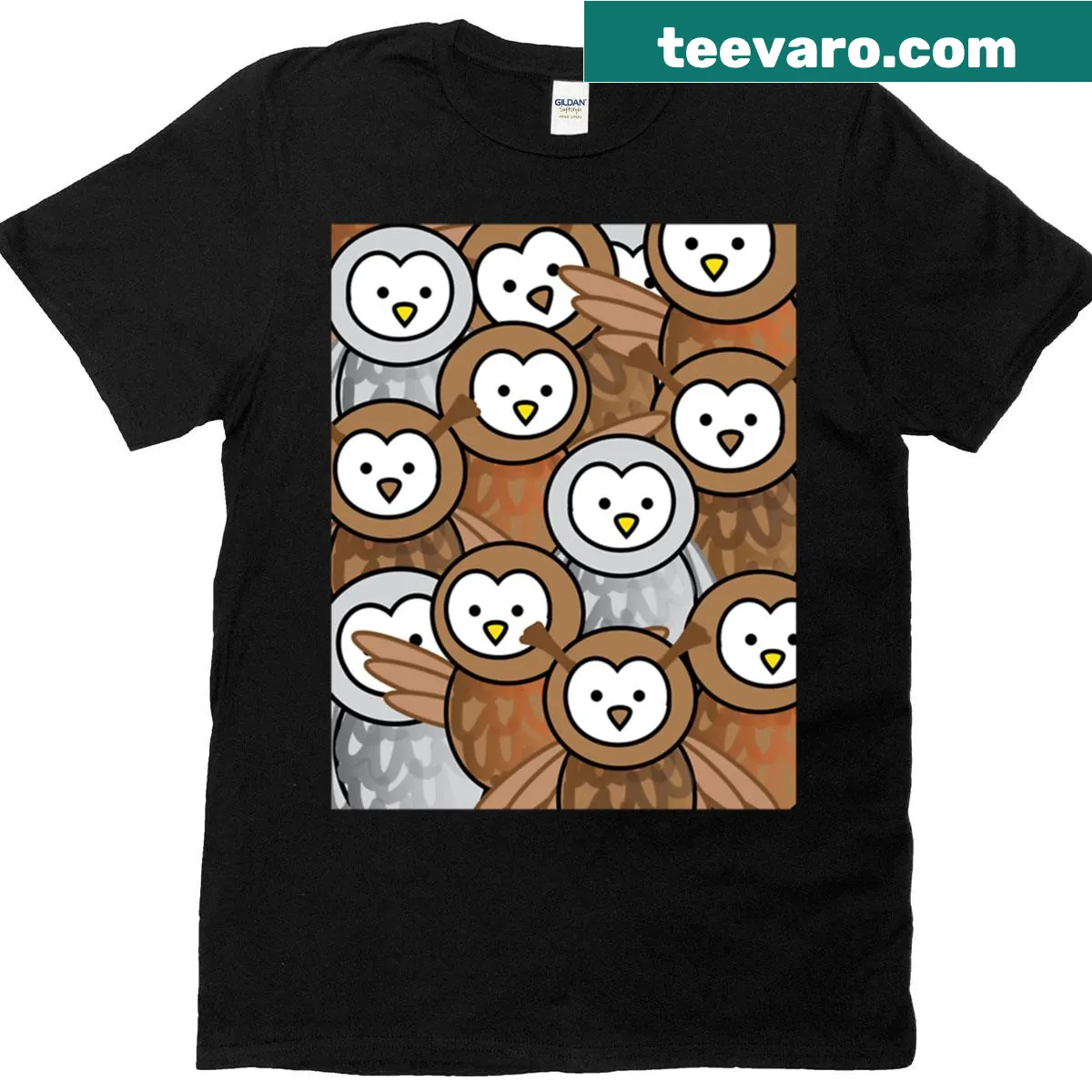 Cute owl pattern design on T-shirt — on a men's t-shirt
