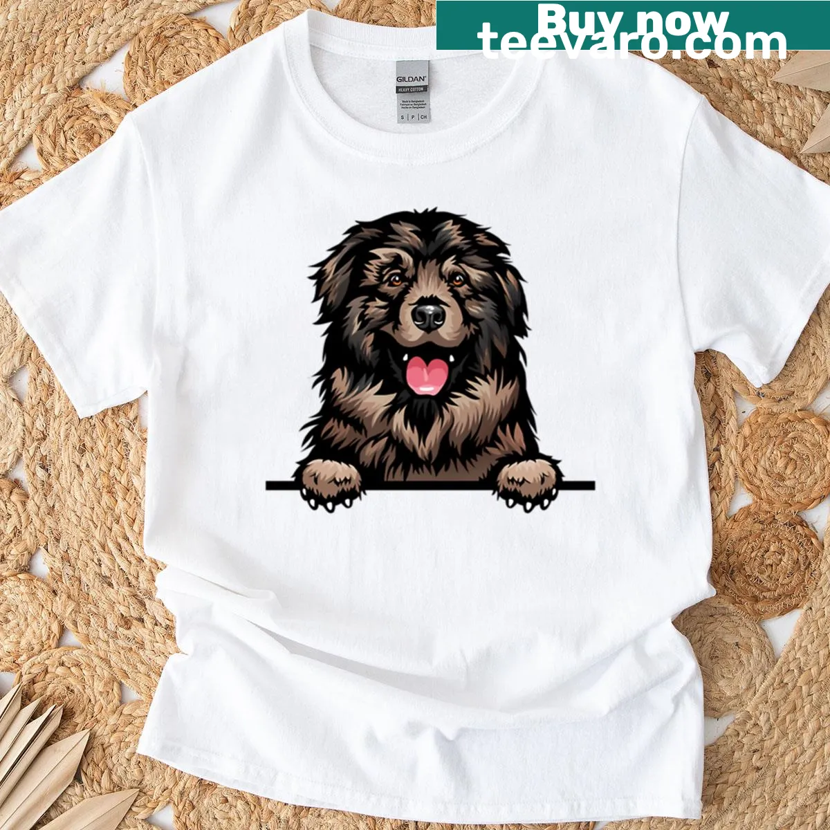 Cute Arplaninac dog peeking design T-shirt — on a men's t-shirt