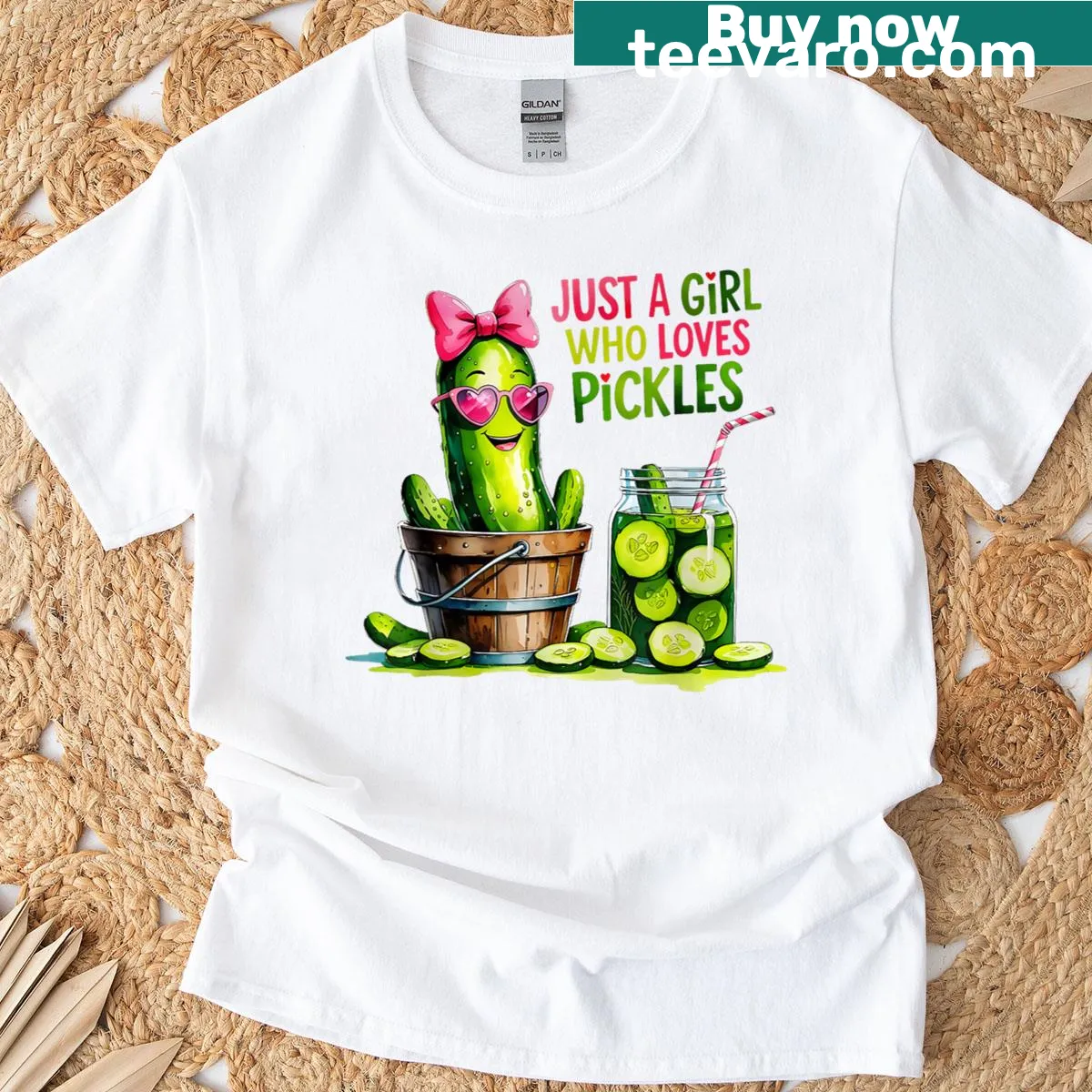 Funny food lover T-shirt with the text Just A Girl Who Loves Pickles — on a men's t-shirt