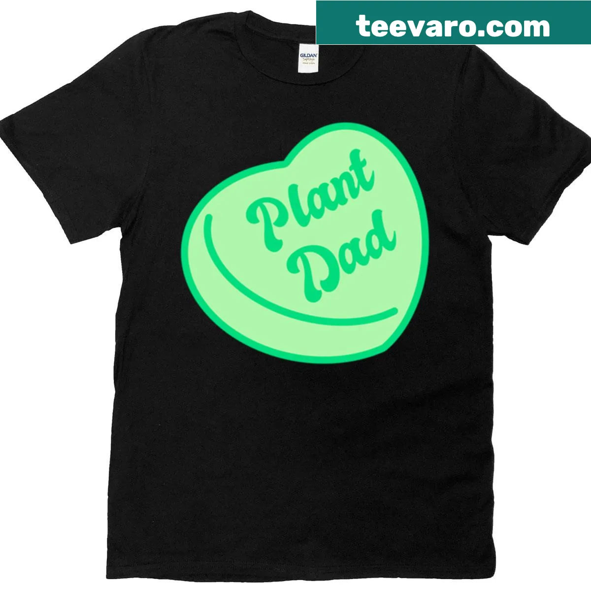 Green candy heart design celebrating plant dads on a T-shirt — on a men's t-shirt