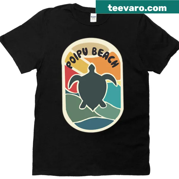 T-shirt featuring a turtle design inspired by Poipu Beach