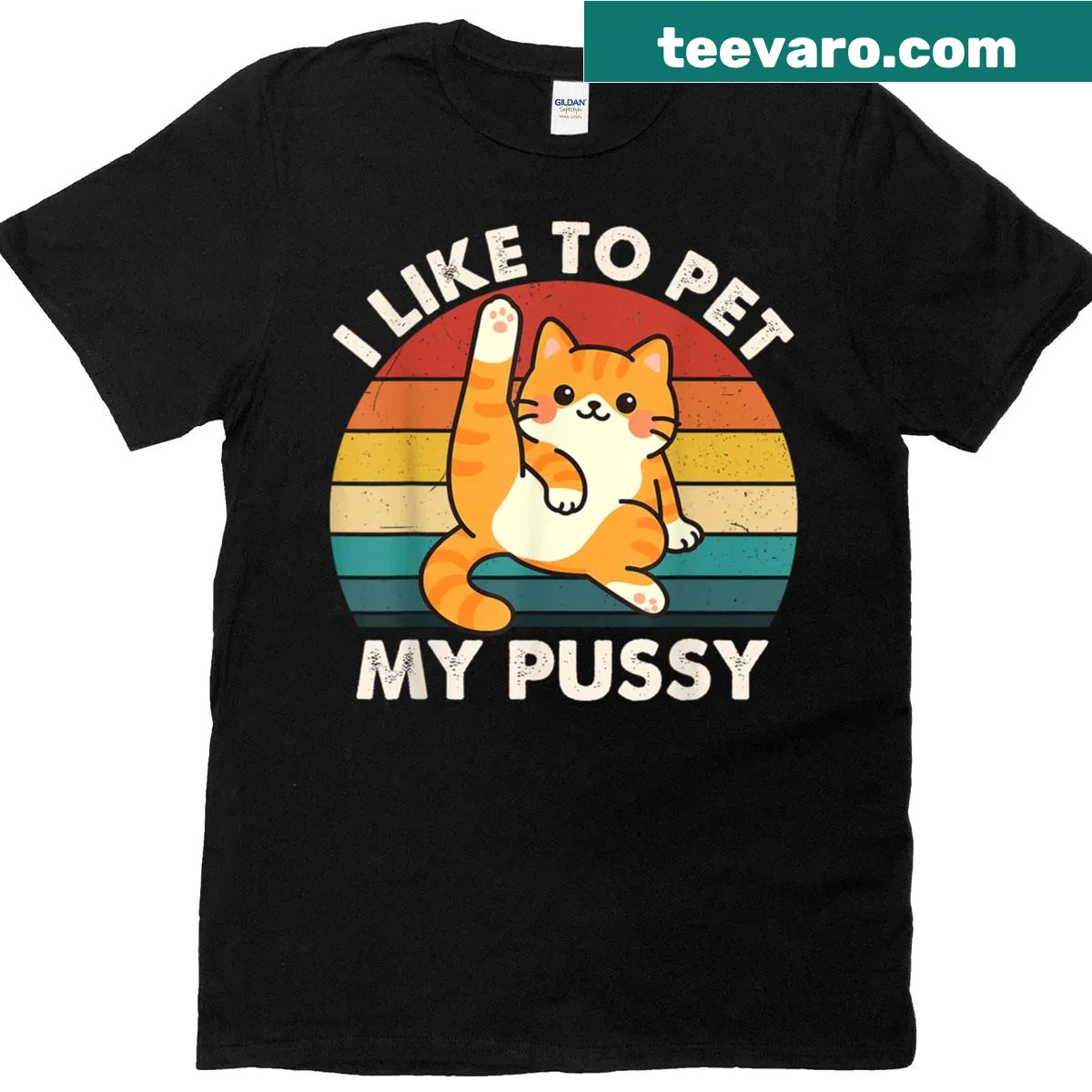 Funny retro cat humor t-shirt with playful text design — on a men's t-shirt