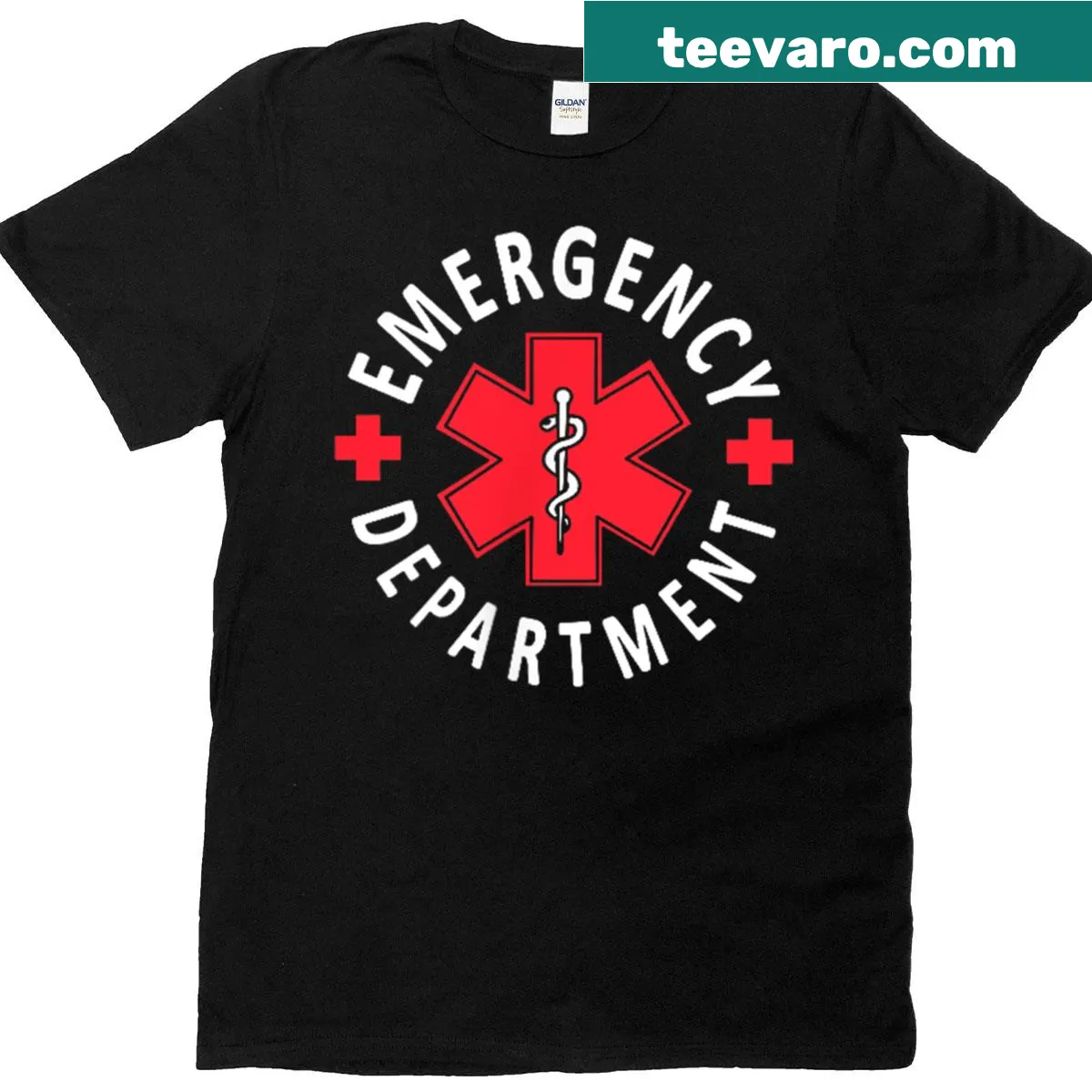 Vintage-style ER nurse t-shirt featuring pocket design — on a men's t-shirt
