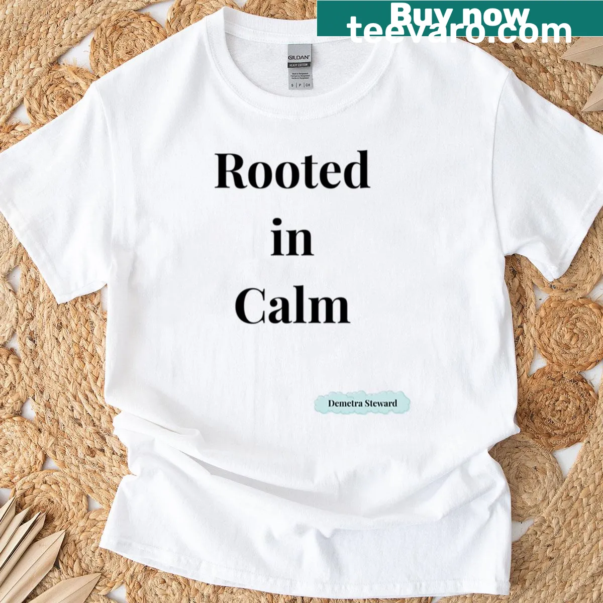Inspirational typography t-shirt promoting calmness — on a men's t-shirt