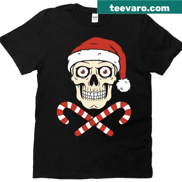 T-shirt with a Santa skull design and 'Merry Creepmas' text