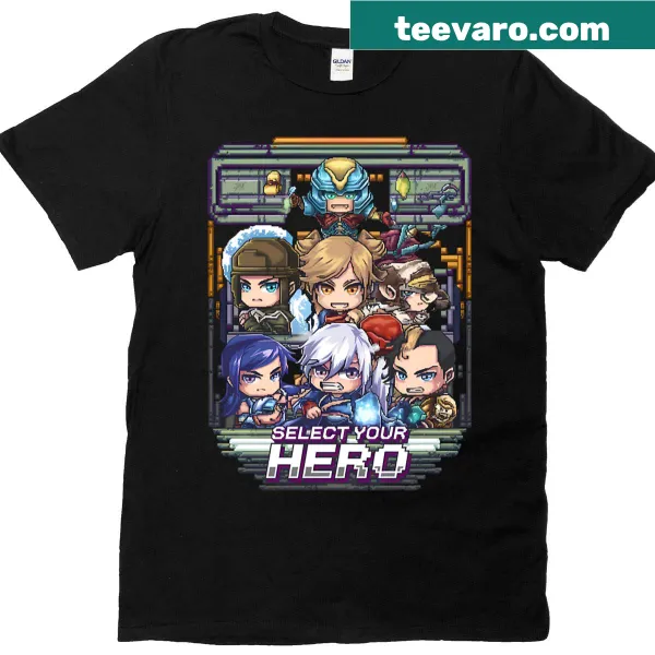 2D pixel art design on a gaming-themed T-shirt