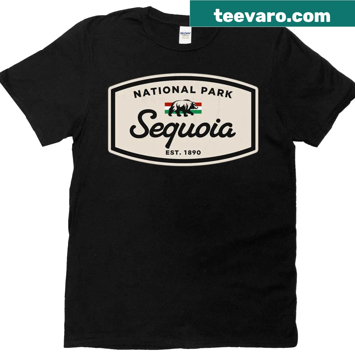 Stylized graphic celebrating Sequoia National Park and family vacations — on a men's t-shirt