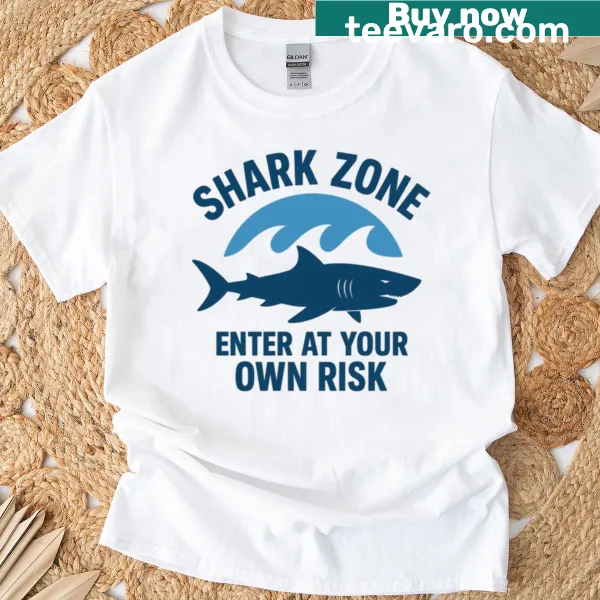 Bold shark silhouette on an adventure-themed T-shirt