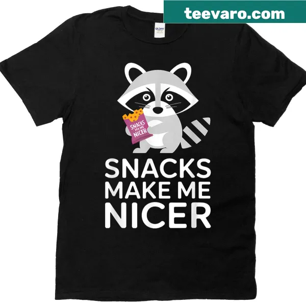 Funny T-shirt featuring a raccoon and snack humor