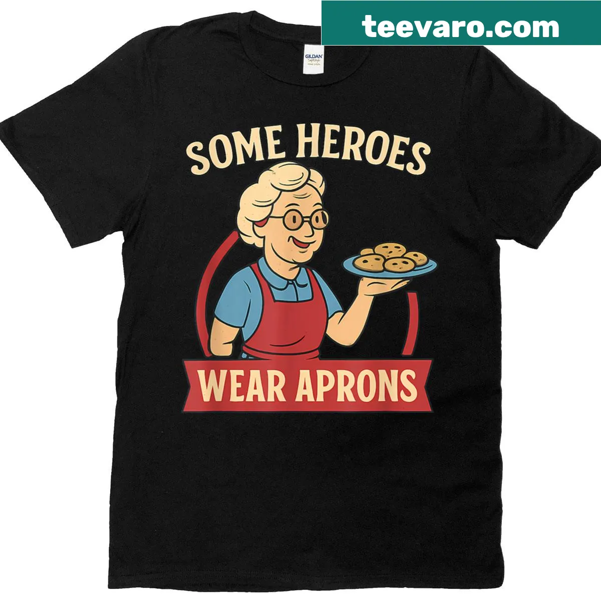 Sentimental T-shirt for grandpas with text about heroes in aprons — on a men's t-shirt