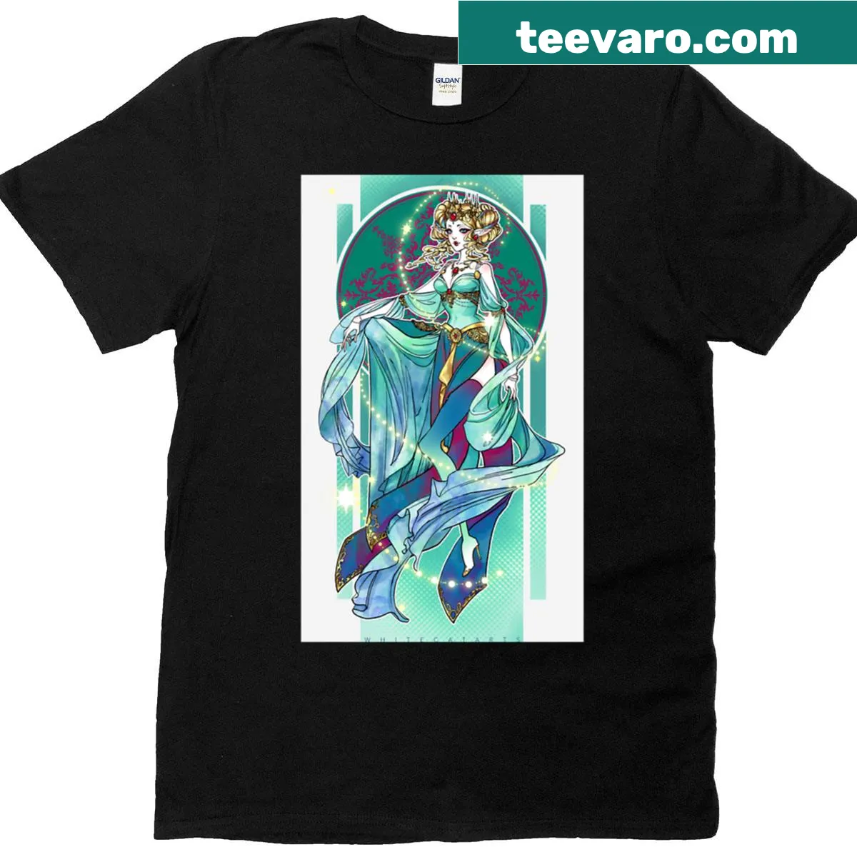 Illustration of a sorceress in a mystical design on a t-shirt — on a men's t-shirt