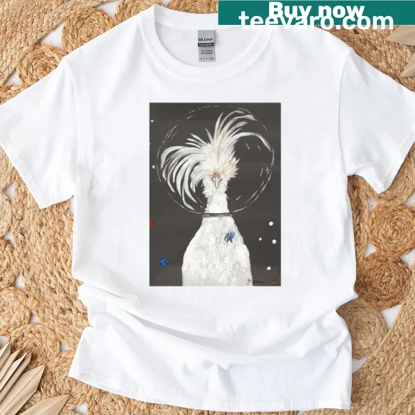 Cartoon chicken in space graphic t-shirt
