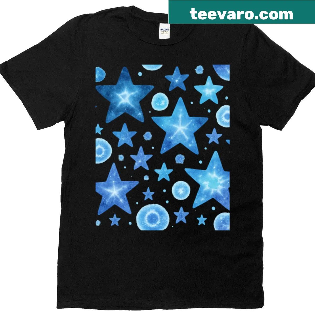 T-shirt with a playful star pattern graphic — on a men's t-shirt