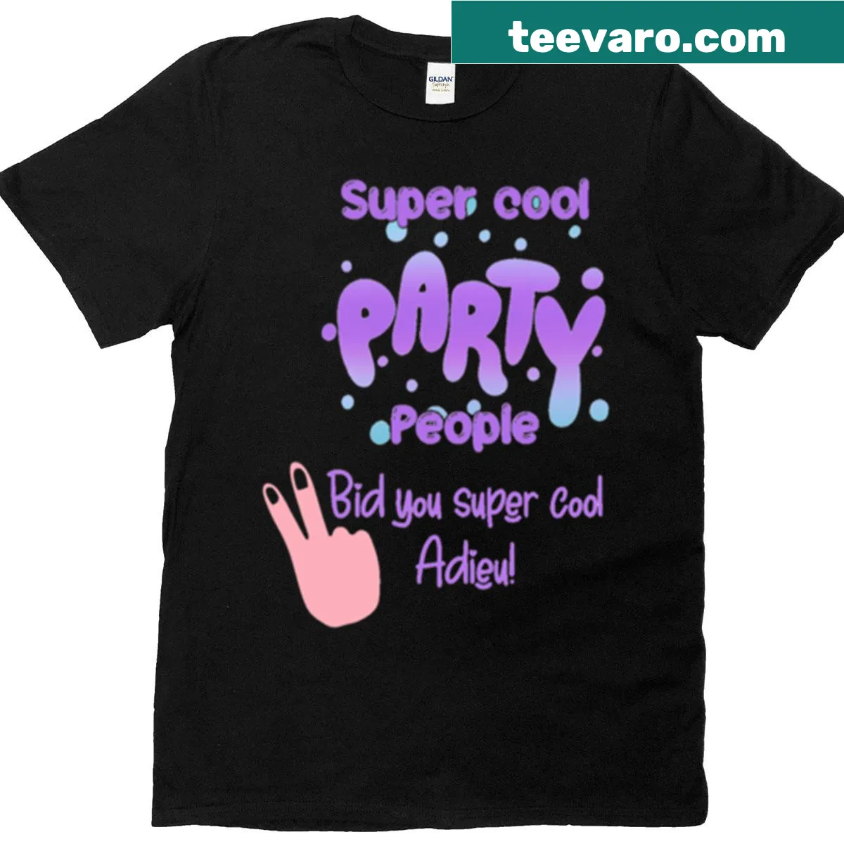 Typography T-shirt for party lovers with the phrase Super Cool Party People — on a men's t-shirt