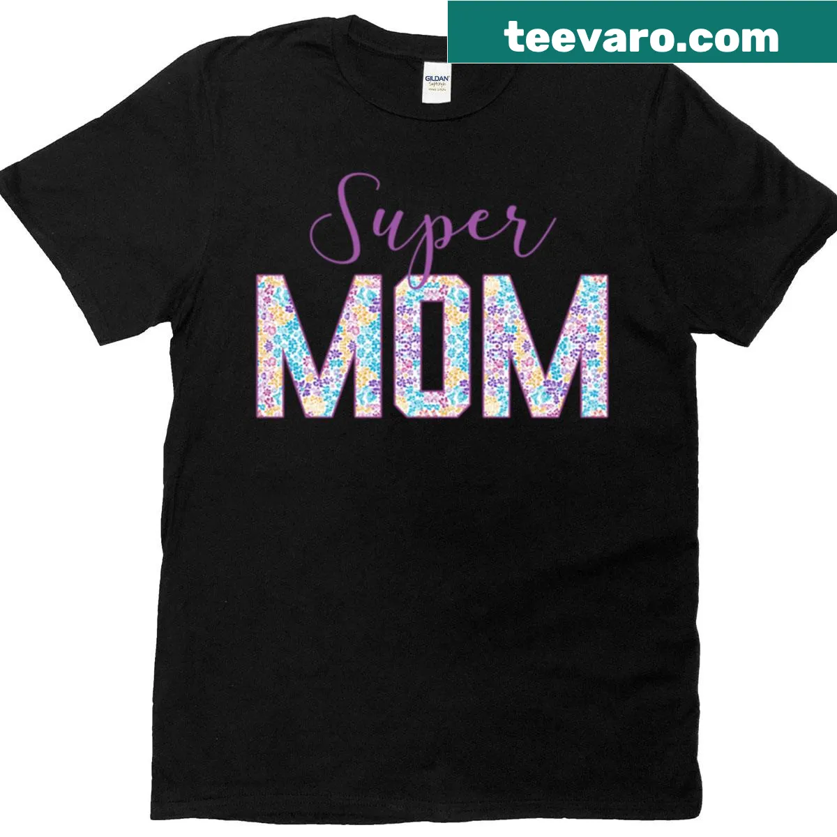 Illustrated T-shirt celebrating motherhood with colorful patterns — on a men's t-shirt