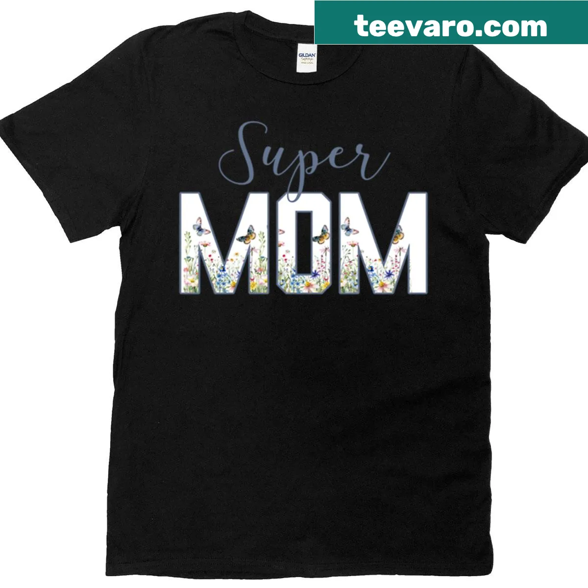 Wholesome T-shirt for moms with flowers and butterflies design — on a men's t-shirt