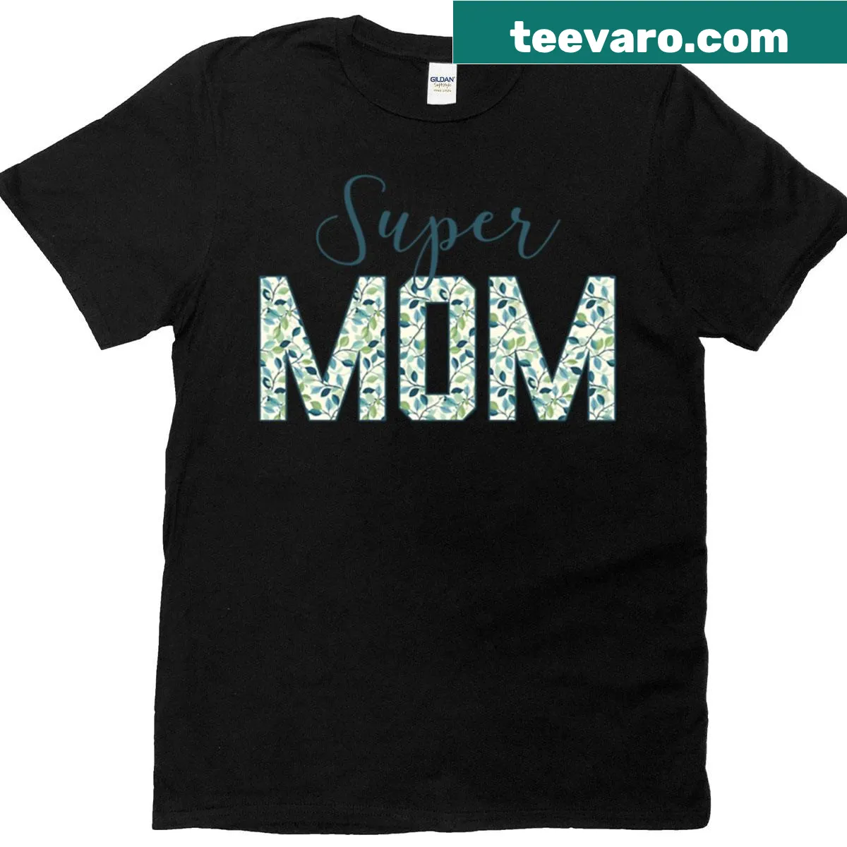 T-shirt with green leaves pattern celebrating moms — on a men's t-shirt