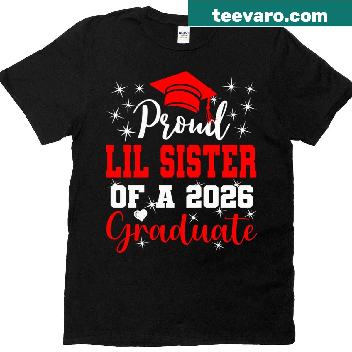 Graduation t-shirt for proud lil sisters of 2026 graduates — on a men's t-shirt