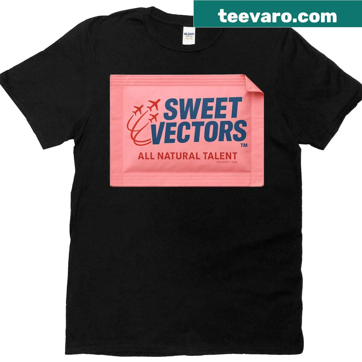 Humorous graphic of a sugar packet and air traffic control — on a men's t-shirt