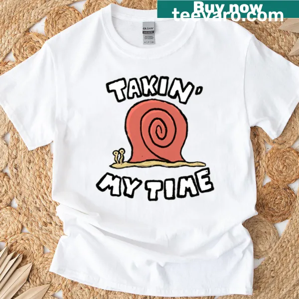Cartoon snail illustration on a relaxed T-shirt design